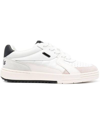 Palm Angels University Logo-print Low-top Leather Sneakers - White