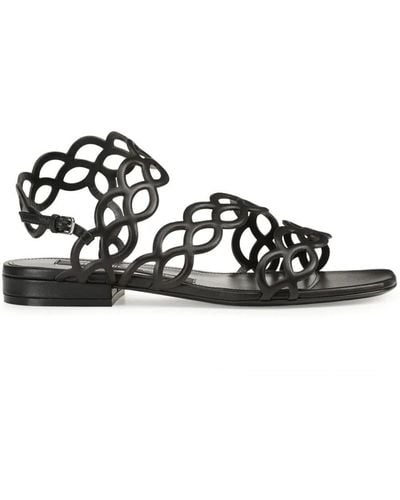 Sergio Rossi Sr Mermaid Low Sandals Shoes - Black