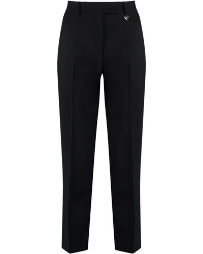 Prada Wool Cropped Trousers - Black