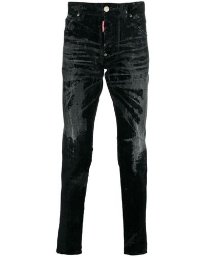 DSquared² Distressed Mid-rise Skinny Jeans - Black