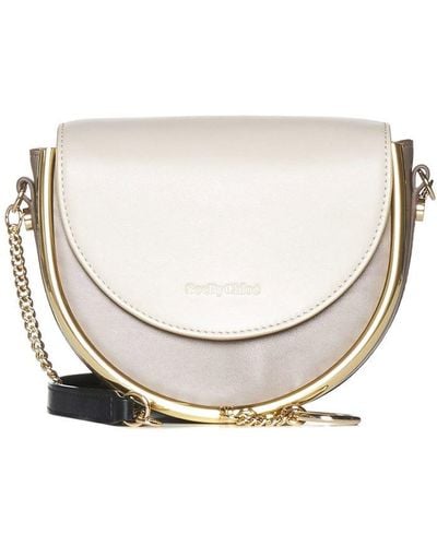 See By Chloé Mara Evening Leather Clutch Bag - Natural
