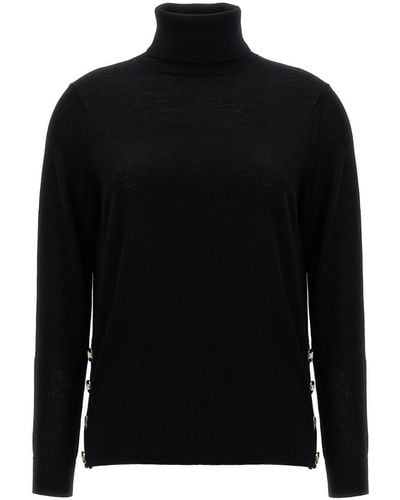 MICHAEL Michael Kors Logo Buttons Turtleneck Jumper - Black