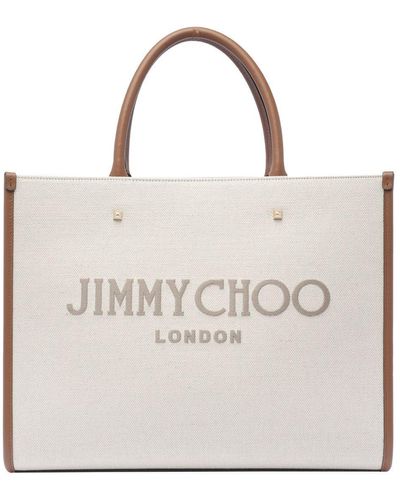 Jimmy Choo Avenue M Tote Canvas And Leather Tote Bag - Natural