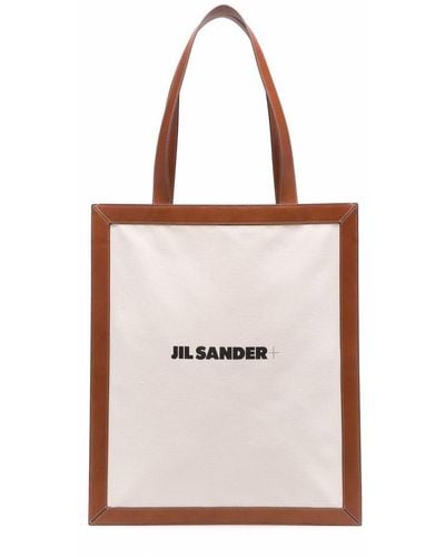 Jil Sander + Logo Printed Tote Bag - Natural