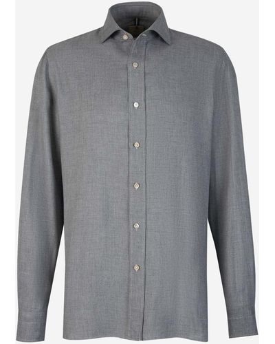 Luigi Borrelli Napoli Cotton And Wool Shirt - Gray