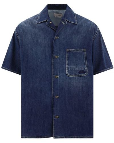 Alexander McQueen Hawaiian Denim Shirt - Blue