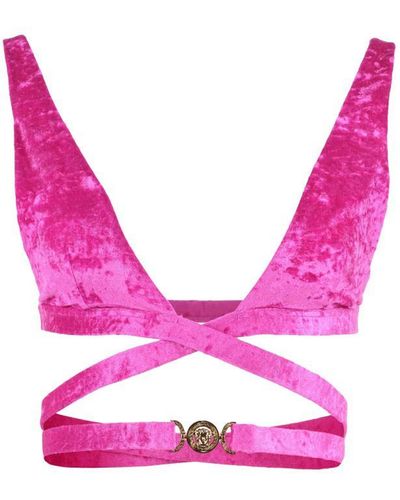 Versace Medusa 95 Velvet Bikini Top - Pink