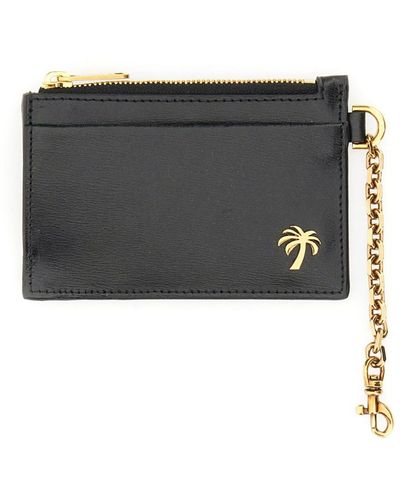 Palm Angels Palm Beach Leather Chain Card Holder - Black