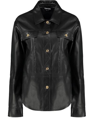 Tom Ford Leather Overshirt - Black