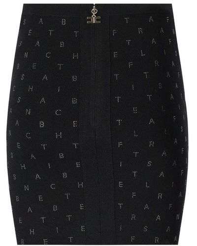 Elisabetta Franchi Knitted Skirt With Rhinestones - Black