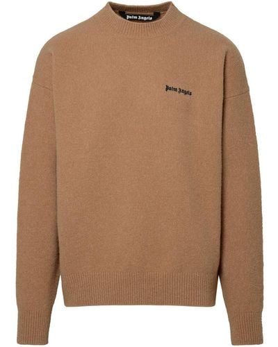 Palm Angels Camel Cashmere Blend Sweater - Brown