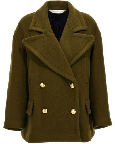 Palm Angels Palm Embroidery Coat Coats, Trench Coats - Green