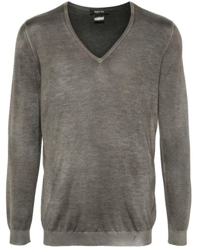 Avant Toi Camouflage Effect V Neck Pullover Clothing - Grey