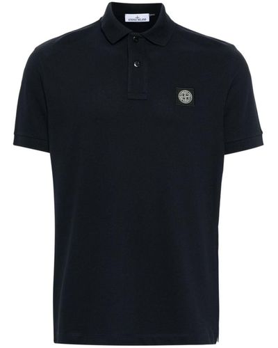 Stone Island Piqué Cotton Polo Shirt - Black