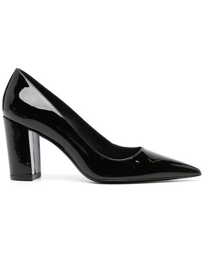 Stuart Weitzman 85mm Pointed-toe Leather Court Shoes - Black