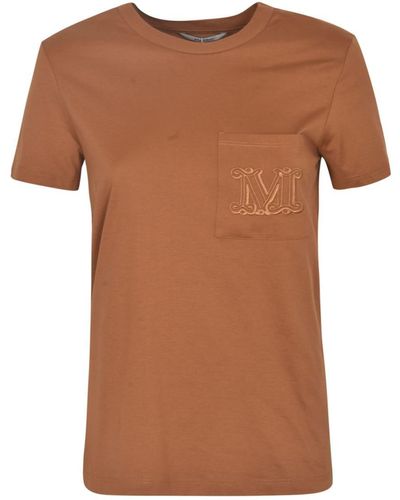 Max Mara Logo Cotton T-Shirt - Brown