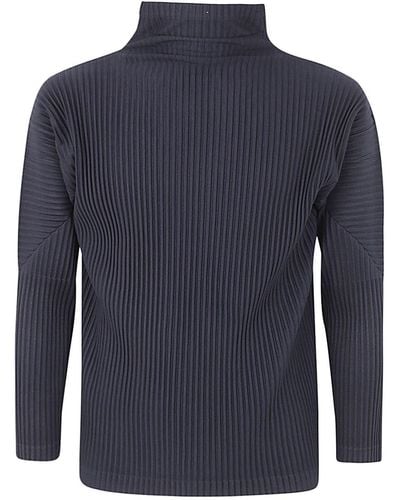 Homme Plissé Issey Miyake Basics Turtle Neck Jumper Clothing - Blue