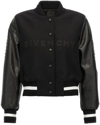 Givenchy Cropped Logo Bomber Jacket Casual Jackets, Parka - Black