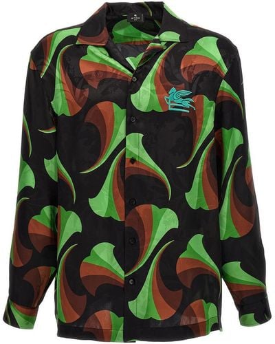 Etro Logo Embroidery Patterned Shirt Shirt, Blouse - Green