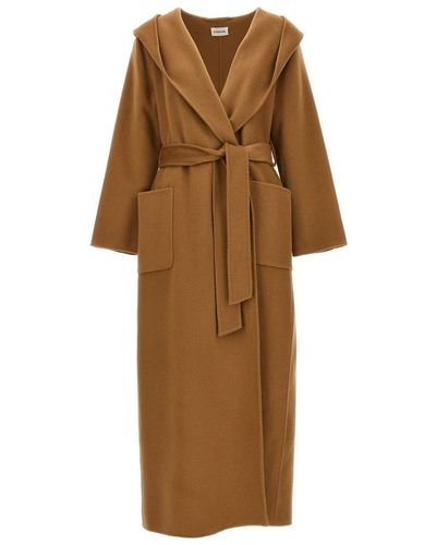 P.A.R.O.S.H. Long Belted Coat Coats, Trench Coats - Natural