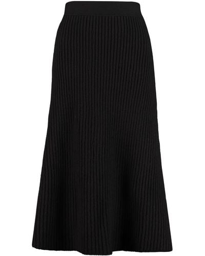 Bottega Veneta Pleated Midi Skirt - Black