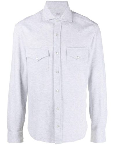 Brunello Cucinelli Chest-pocket Cotton Shirt - White