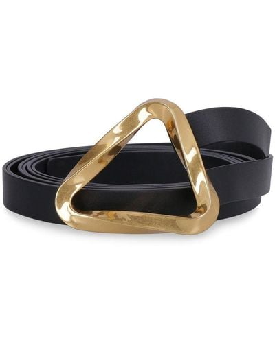 Bottega Veneta Grasp Leather Double Strap Belt - Black