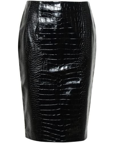 Versace Black Calf Leather Skirt
