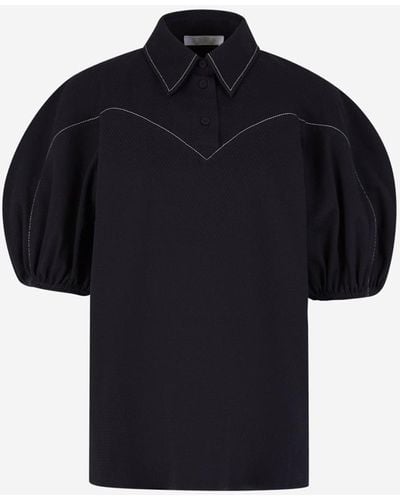 Chloé Stitching Cotton Blouse - Blue