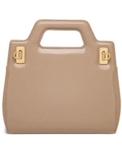Ferragamo Wanda Mini Leathr Top-handle Bag - Natural
