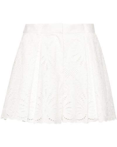 Self-Portrait Broderie Anglaise Shorts - White