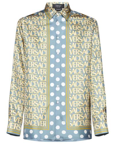 Versace Allover Linen Shirt - Blue