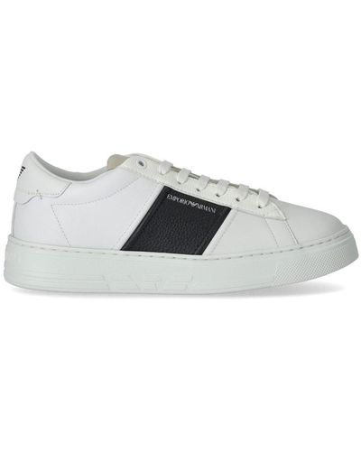 Emporio Armani White Sneaker With Logo Band - Gray