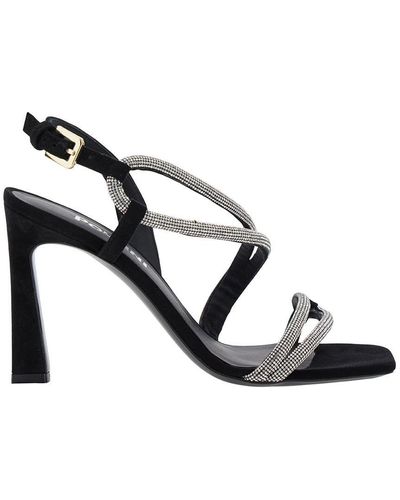 Pollini 'bling Bling' Black Sandals With Rhinestone Detail In Suede Woman - Metallic