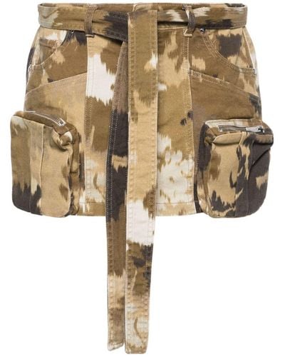 Blumarine Camouflage Print Cargo Mini Skirt - Natural