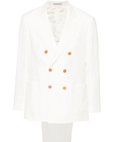 Brunello Cucinelli Double-Breasted Linen Suit - White