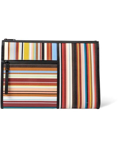 Paul Smith Leather Signature Stripe Document Case - Red