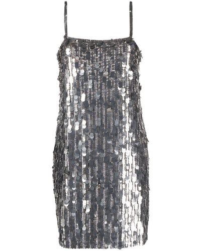 P.A.R.O.S.H. Sequinned Sleeveless Mini Dress - Gray