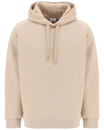 Burberry Tidan Hoodie With Embroidered Ekd - Natural