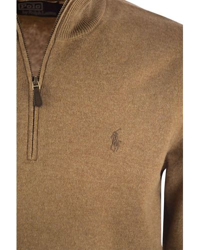 Polo Ralph Lauren Wool Pullover With Half Zip - Brown