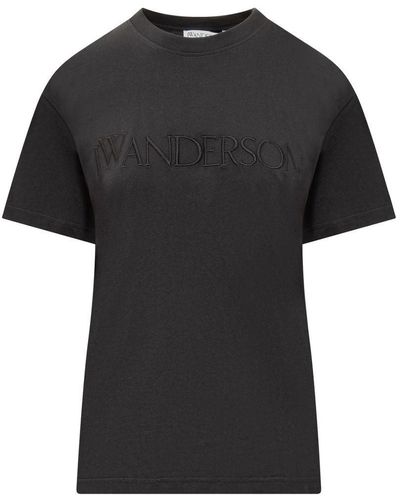 JW Anderson T-shirt With Embroidered Logo. - Black