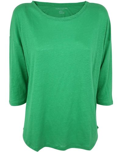 Majestic Filatures 3/4 Sleeves Boat Neck Sweater - Green