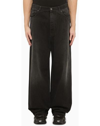 Balenciaga Denim Baggy Trousers With Size Stickers - Black