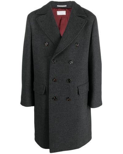 Brunello Cucinelli Double-breasted Wool-blend Coat - Gray