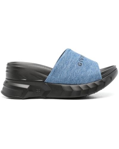 Givenchy Marshmallow Wedge Logo Sandals - Blue