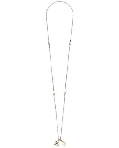 Dolce & Gabbana Logo Drop Necklace Jewelry - White