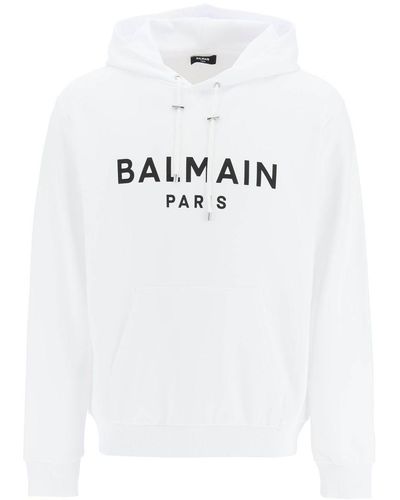 Balmain Logo Hoodie - White