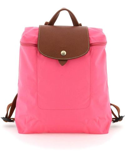 Longchamp Nylon And Leather Le Pliage Original Backpack - Pink