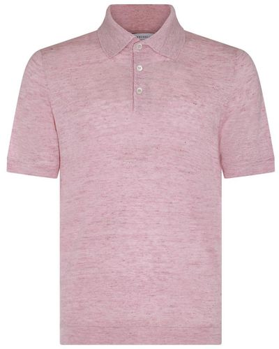 Brunello Cucinelli Linen Polo Shirt - Pink
