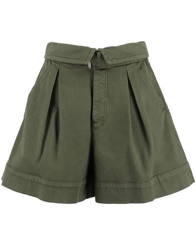 Pinko Judo Roll-up Cuffed Denim Shorts - Green